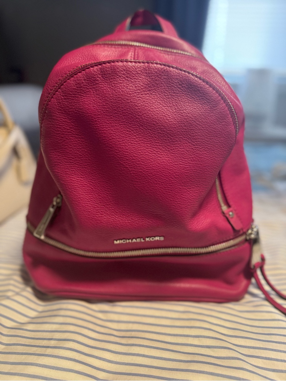 Michael Kors Hot Pink Pebbled Leather Backpack